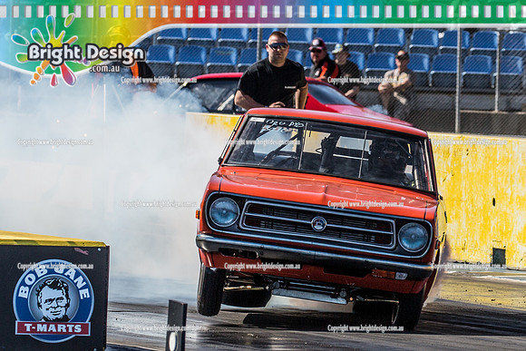APSA & Nitro Funny Cars @ Calder Park Drag Racing Sat 29 Oct 2016 (66273)   3010 ORANGE DATSUN ALEX BIOS