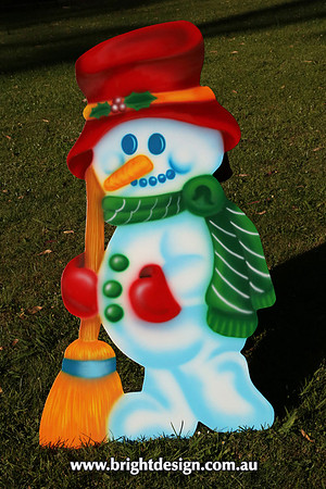 6-5 SM-01 BW Broom Snowman Outdoor Christmas Display Personalised by Bright Design Airbrush Studio
