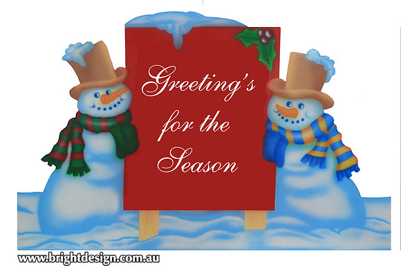 6-70 SM-04 W Snowman Greetings Signage Outdoor Christmas Displays