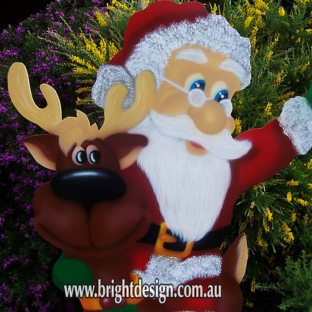 2- S-13 UC Santa on Reindeer in Home Garden Outside Christmas Display Handmade by Bright Design
