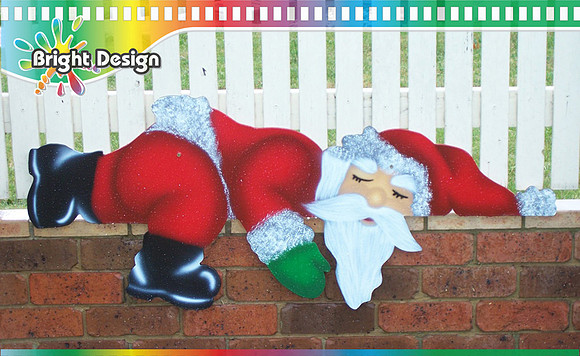 2- S-02 bb Lazy Santa Sleeping on Home Fence Garden and Roof Decoration