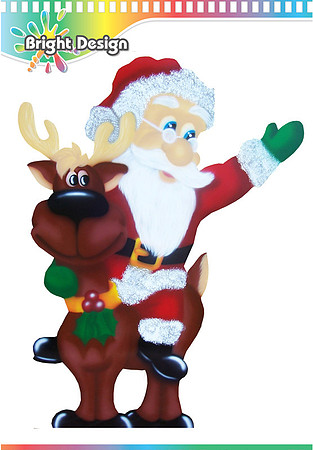 2- S-13 WM Z Santa on Reindeer in Home Garden Outside Christmas Display Handmade by Bright Design