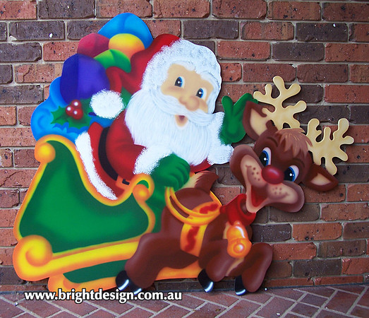1 (SS-01) a www Santa n Reindeer Outdoor Christmas Decorations n Cut outs for Home Christmas