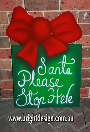 10-70 M-19 Santa Please Stop Here Outdoor Christmas Display Custom Airbrushed Christmas  Decoration by Bright Design Studio