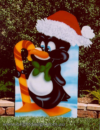 5-A-07 Christmas Penguin Outdoor Christmas Display Custom Airbrushing by Bright Design Studio