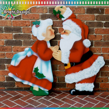2- S-05 WM Mr Mrs Claus Kissing  Outside Christmas Display by Bright Design Airbrush Studio