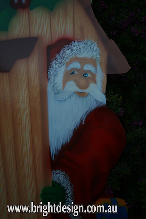 2- S-38b Old UC Santa in Aussie Outhouse Delivering Christmas Presents Outdoor Christmas Decoration