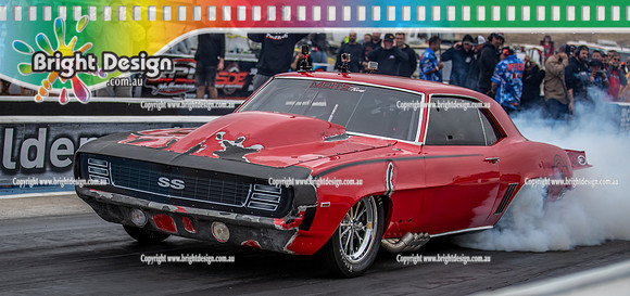 Street Outlaws NPK No Prep Kings vs Australia @ Calder D2 19 March 2023 (148498) RYAN MARTIN FIREBALL CAMARO