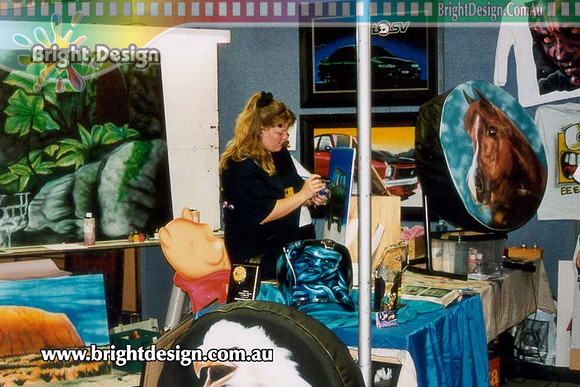 lz Trade stand for Bright Design at Custom Airbrushing Trade stand at Jeffs Shed Melbourne 4x4 Show