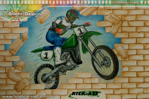 Fine Art Traditonal pencil Illustration of KX250 created by Bright Design (1)