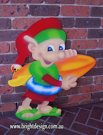 4- E-30 Surfboard Elf  Outdoor Christmas Cut Out for the Home Garden Christmas Display