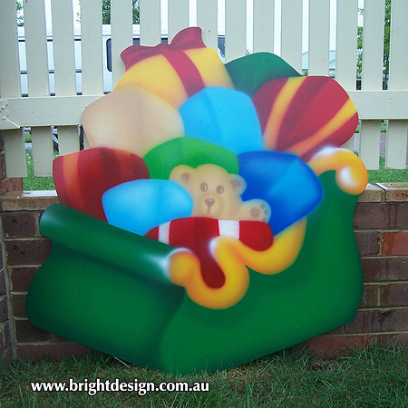 1- SS-14 a www Christmas Present Sliegh Goes with Australian Swaggie Sleigh Christmas Decoration