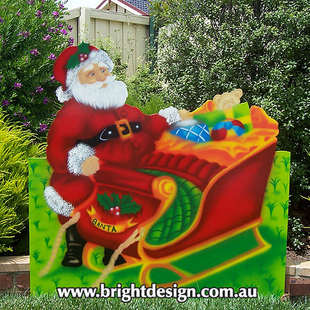 1 (SS-03) g www Santa Christmas Sleigh Outdoor Christmas Decorations n Cut Outs for Home Christmas