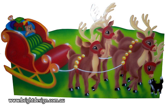 1- SS-04 Z Christmas Sleigh n Christmas Reindeers Outdoor Christmas Decoration