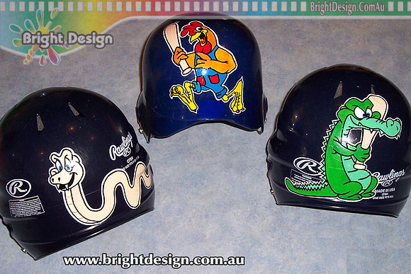 LH Softball-Baseball Helments Custom Airbrushed by Bright Design Airbrushing Studio