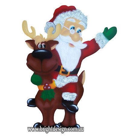 2- S-13 z S New Reindeer on Santa in Home Garden Outside Christmas Display Handmade by Bright Design