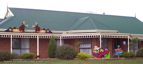 R-01 C Reindeers on Home Roof Outside Christmas Display Custom Airbrushed by Bright Design