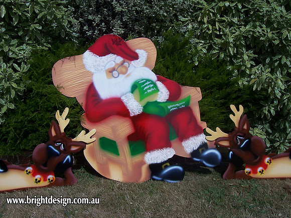 2- S-45 R-01 G Outdoor Christmas Displays Custom Airbrushed by Bright Design