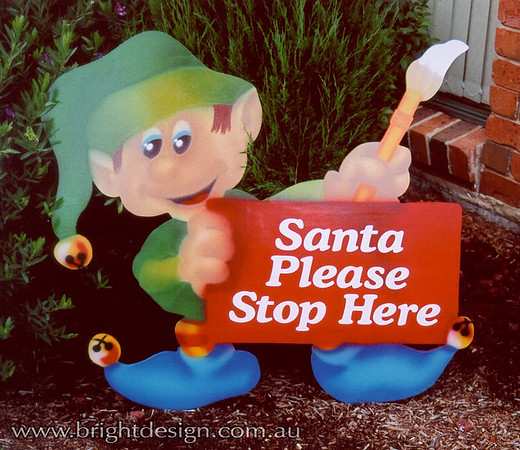 4- E-13 G Stop Here Elf Outdoor Christmas Display Custom Airbrushing by Bright Design Airbrush Studio