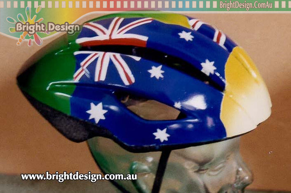 LH Bike Helmet Australian Design Custom Airbrushing by Bright Design Airbrush Studio www