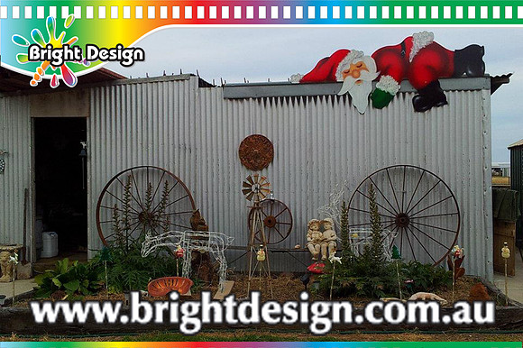 2- S-02 CG WM Lazy Santa Outdoor Christmas Display Custom Airbrushed by Bright Design