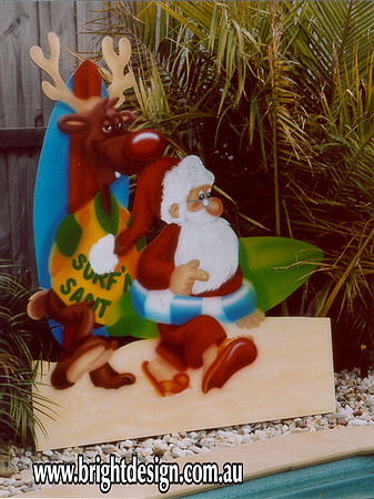 2- S-49 Surf Santa n Reindeer Custom Airbrushing by Bright Design Airbrush Studio