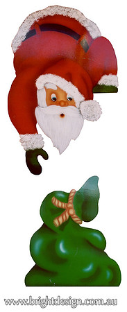 2- S-29 Santa Reaching & Bag B Outdoor Christmas Decorations Handmade for Home Christmas Displays