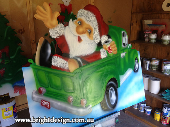 2- S-37 In progress Green Santa Australian Ute Home Garden Christmas Decoration & Christmas Display