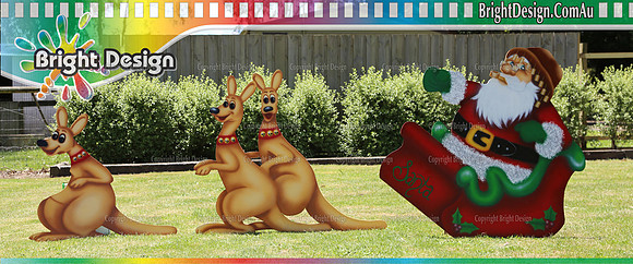 1- SS-15 + SS-16 n SS-12 wm Australian Swaggie Santa Outdoor Christmas Cut Out Decoration with Australian Kangaroos