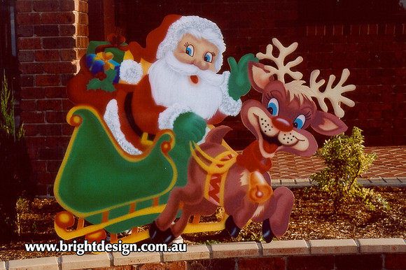 1 (SS-01) o www Santa and Reindeer Handmade Garden Outside Christmas Decoration