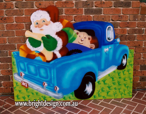 2- S-37 2tone Blue Santa in Australian Ute Outdoor Christmas Display by Bright Design