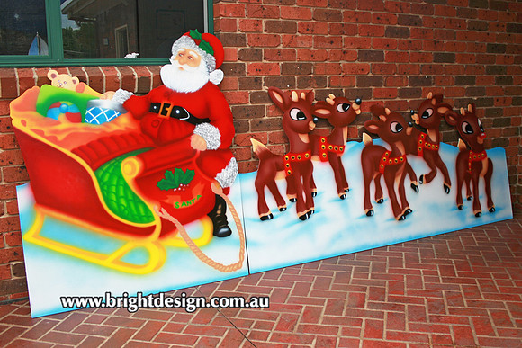 1- SS-05 a www Santa n 5 Christmas Reindeers Outdoor Christmas Decorations for Home Christmas Decorating