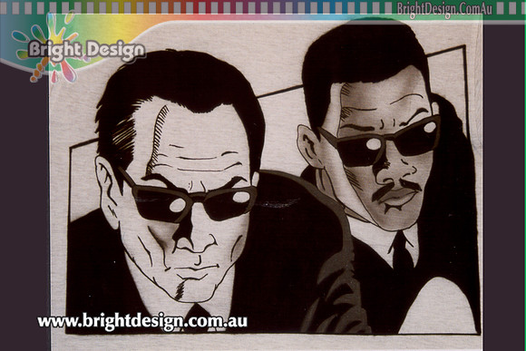 LT MIB Styllised T-shirt Textile Custom Airbrushing by Bright Design Airbrush Studio