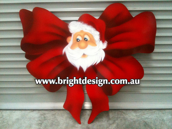 2- S-70 f Bow Santa Face Outdoor Christmas Display Personalised by Bright Design Airbrush Studio