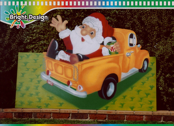 2- S-35 Yellow WM Aussie Santa in Australian Ute Christmas Decoration for downlunder