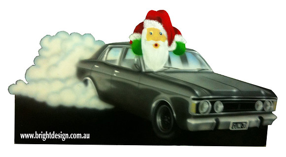 2- S-55 Ford GT Santa Outdoor Christmas Display