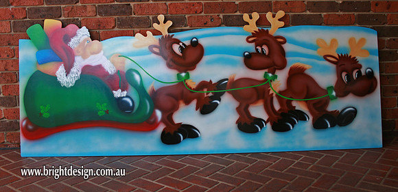 1- SS-19 h www Santa Sleigh and Trio Reindeers Outdoor Christmas Decoration for Commercial or home Christmas Display
