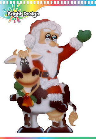 2- S-12 WMz Santa on Cow Outside Christmas Decoration Personalised by Bright Design