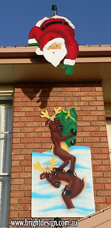 2- S-10 Reindeers Helping Santa on the Roof Chirstmas Dipslay at a Home In Mooroolbark Victoria (2)