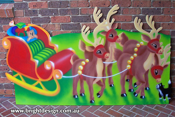 1- SS-04 g www Santa Sleigh n Christmas Reindeers Outdoor Christmas Decorations for Home Displays