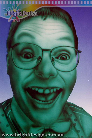 CA210 Award Winning Green Man Portrait Illustration Custom Airbrushed by Bright Design Airbrush Studio