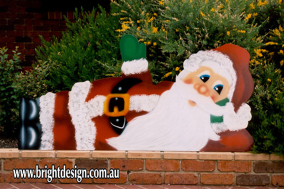 2- S-01 h www Waving Santa Outdoor Christmas Cut Out Custom Airbrushe