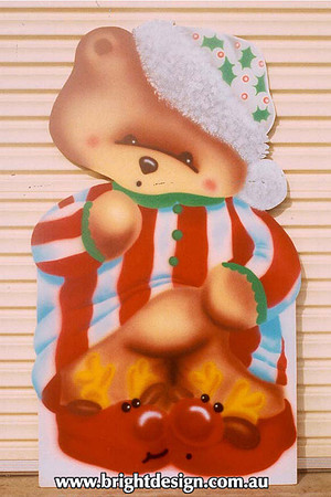 7-15 B-07 W Bear n Reindeer Outside Christmas Display Custom Airbrushed by Bright Design Airbrush Studio