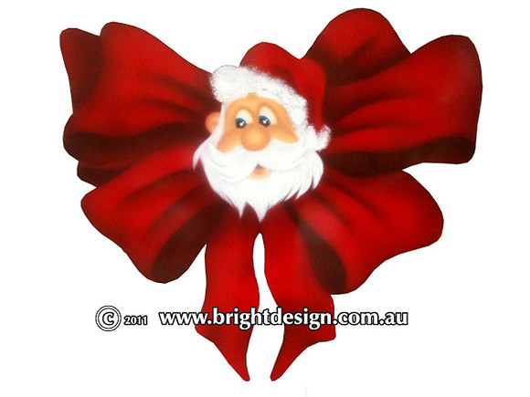 2- S-70 z c Bow Santa Face Outdoor Christmas Display Personalised by Bright Design Airbrush Studio