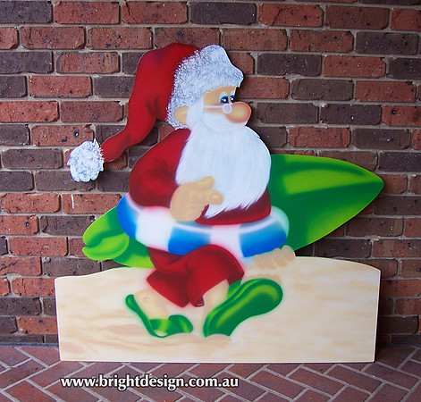 2- S-51 Australian Surfboard Santa Outside Christmas Displays for Home Christmas Decorating