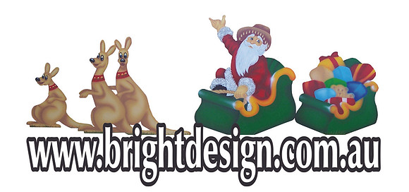 1- SS-14 Z www Christmas Present Sliegh with Australian Swaggie Sleigh with Kangaroos