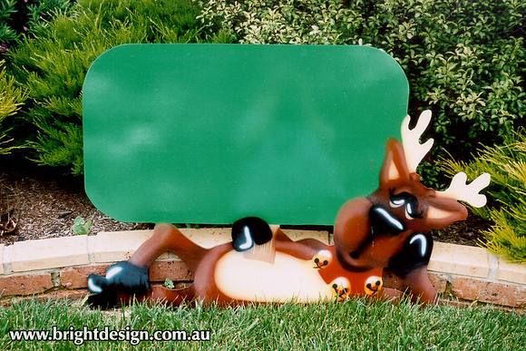 3- R-16 Lazy Reindeer With Rounded Signage Outdoor Christmas Cut out By Bright Design