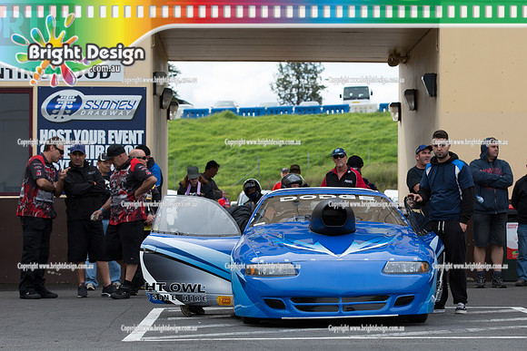 X-Champs @ Sydney Dragway SAT 3 May 2014  (4579)  Richard Caval BLUE DODGE PRO STOCK 4883 NIGHT OWL LIMOUSINE HIRE