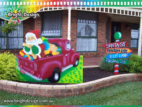 2- S-37 M-07 WM CG Australian Ute Santa Outdoor Christmas Decorations at Home Christmas Display