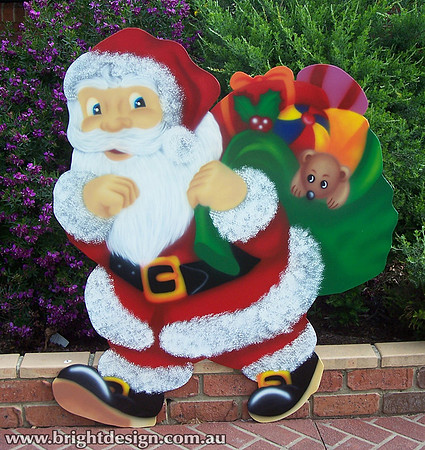 2- S-04 Walking Santa Outdoor Christmas Decorations Handmade by Bright Design Airbrushing